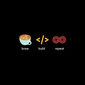 Brew, Build, Repeat | Black Ceramic Mug